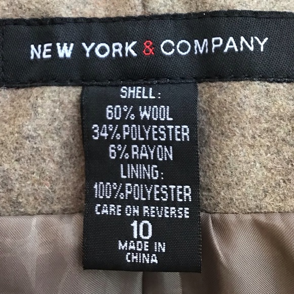 New York & Company Oatmeal Brown Wool Blend Coat - Picture 6 of 6